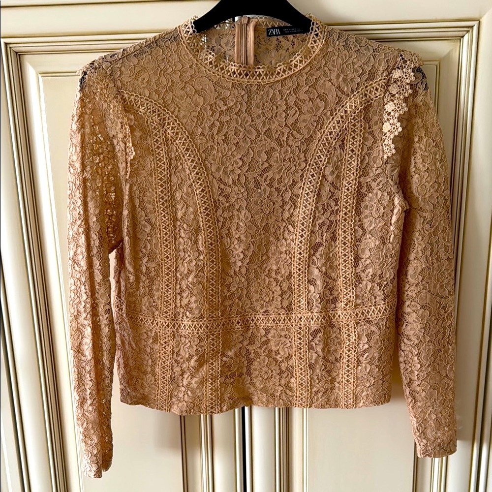 Zara Women's Lace Top - Tan